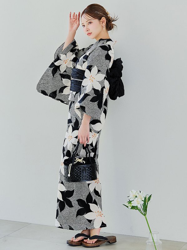 画像13: 【即日発送】白百合鹿子模様浴衣【浴衣３点セット 浴衣/帯/下駄】 [YMT/o]