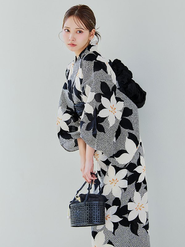 画像14: 【即日発送】白百合鹿子模様浴衣【浴衣３点セット 浴衣/帯/下駄】 [YMT/o]