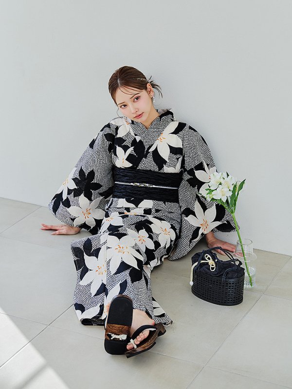 画像15: 【即日発送】白百合鹿子模様浴衣【浴衣３点セット 浴衣/帯/下駄】 [YMT/o]