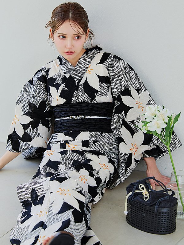 画像20: 【即日発送】白百合鹿子模様浴衣【浴衣３点セット 浴衣/帯/下駄】 [YMT/o]