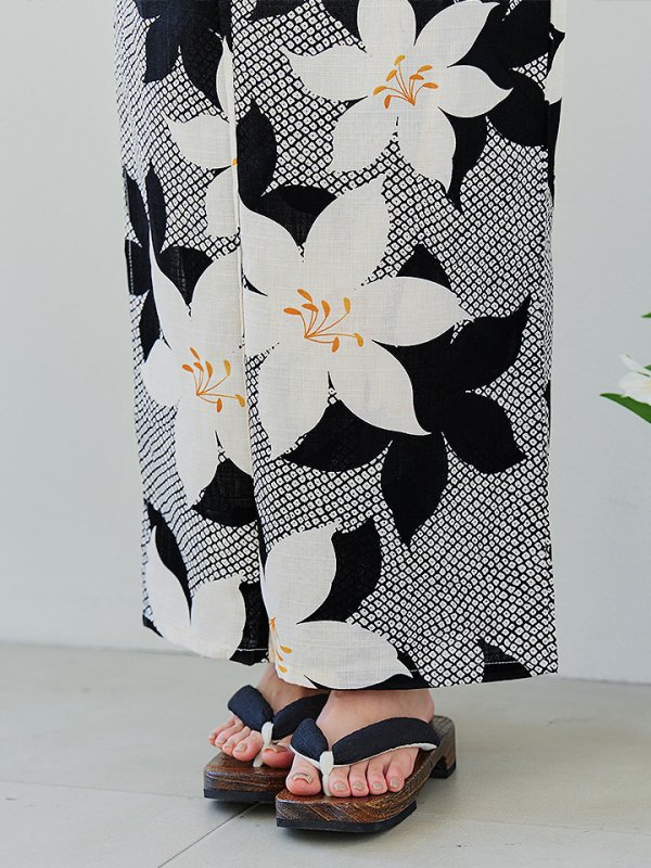 画像23: 【即日発送】白百合鹿子模様浴衣【浴衣３点セット 浴衣/帯/下駄】 [YMT/o]