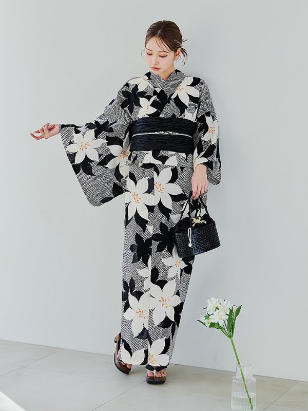 画像5: 【即日発送】白百合鹿子模様浴衣【浴衣３点セット 浴衣/帯/下駄】 [YMT/o]