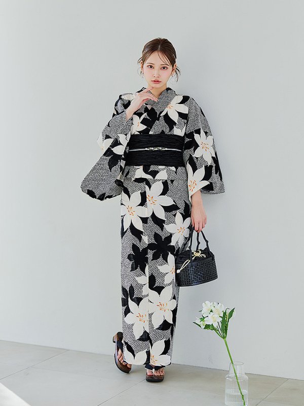 画像6: 【即日発送】白百合鹿子模様浴衣【浴衣３点セット 浴衣/帯/下駄】 [YMT/o]