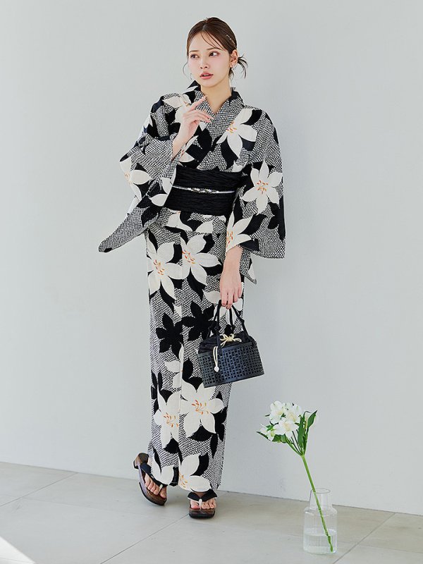 画像7: 【即日発送】白百合鹿子模様浴衣【浴衣３点セット 浴衣/帯/下駄】 [YMT/o]