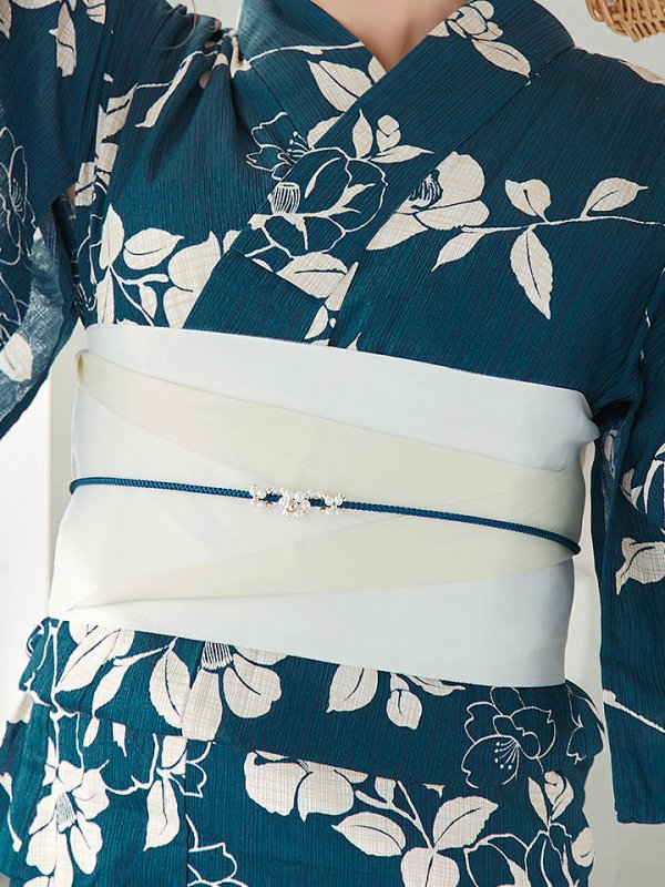 画像18: 【即日発送】藍色椿桜柄浴衣【浴衣３点セット 浴衣/帯/下駄】[YMT]