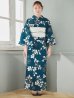 画像4: 【即日発送】藍色椿桜柄浴衣【浴衣３点セット 浴衣/帯/下駄】[YMT]