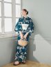 画像5: 【即日発送】藍色椿桜柄浴衣【浴衣３点セット 浴衣/帯/下駄】[YMT]