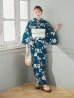 画像6: 【即日発送】藍色椿桜柄浴衣【浴衣３点セット 浴衣/帯/下駄】[YMT]