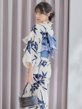 【予約 / 5月中旬発送予定】蒼菖蒲柄浴衣 OBI-hira-100-ok-4-DusBL / HIMO-900-yn-4-GYxGY / / YA-1002-kj-BL / GETA-01-kj-2-BL/ [y/OF01]