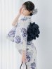 画像2: 【予約 / 5月中旬発送予定】牡丹流れる清流浴衣 OBI-siwa-204-wk-4-NV / HIMO-900-yn-1-B / / YA-953-kn-BL / GETA-01-kj-2-BL/ [/OF01] (2)