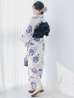 画像3: 【予約 / 5月中旬発送予定】牡丹流れる清流浴衣 OBI-siwa-204-wk-4-NV / HIMO-900-yn-1-B / / YA-953-kn-BL / GETA-01-kj-2-BL/ [/OF01]