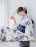 画像5: 【予約 / 5月中旬発送予定】牡丹流れる清流浴衣 OBI-siwa-204-wk-4-NV / HIMO-900-yn-1-B / / YA-953-kn-BL / GETA-01-kj-2-BL/ [/OF01]