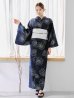 画像4: 線画フラワー紺地浴衣【浴衣３点セット 浴衣/帯/下駄】 OBI-hira-100-ok-15-WxW / HIMO-900-yn-1-B / YA-1072-kn-B / GETA-01-kj-1-B/ [y/OF01]