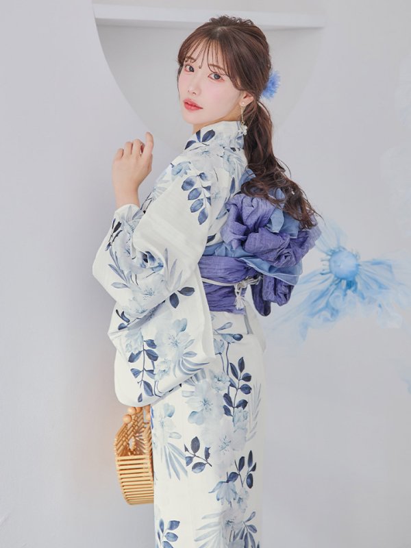 画像2: 南風に揺れる青花浴衣 OBI-g-500-kj-9-NV / HIMO-900-yn-5-IV / HEKO-800-sb-8-DusBL / YA-1067-kn-BL / GETA-01-kj-2-BL / [YMT]