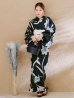 画像3: 【即日発送】ストライプ菖蒲柄浴衣【浴衣３点セット 浴衣/帯/下駄】 OBI-hira-100-ok-15-WxW / HIMO-900-yn-1-B / YA-1072-kn-B / GETA-01-kj-1-B / [/OF01]