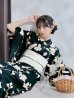 画像1: 【即日発送】花薫る深緑浴衣 OBI-hira-100-ok-15-WxW / HIMO-902-kj-1-BLGR / / YA-951-kn-W / GETA-01-kj-3-IV / [/OF01] (1)