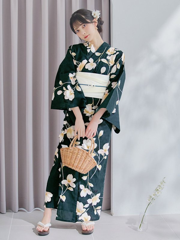 画像10: 【即日発送】花薫る深緑浴衣【浴衣３点セット 浴衣/帯/下駄】[YMT]