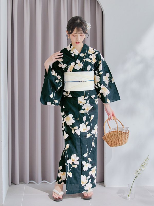 画像11: 【即日発送】花薫る深緑浴衣【浴衣３点セット 浴衣/帯/下駄】[YMT]