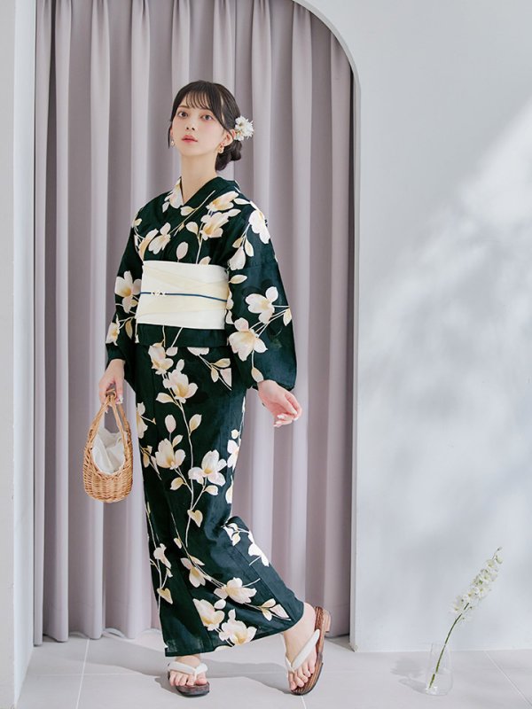 画像18: 【即日発送】花薫る深緑浴衣【浴衣３点セット 浴衣/帯/下駄】[YMT]