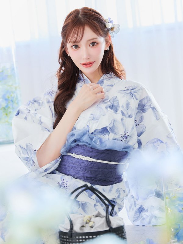 画像23: 【即日発送】モダンフラワー大人エレガント浴衣【浴衣３点セット 浴衣/帯/下駄】[OF04]