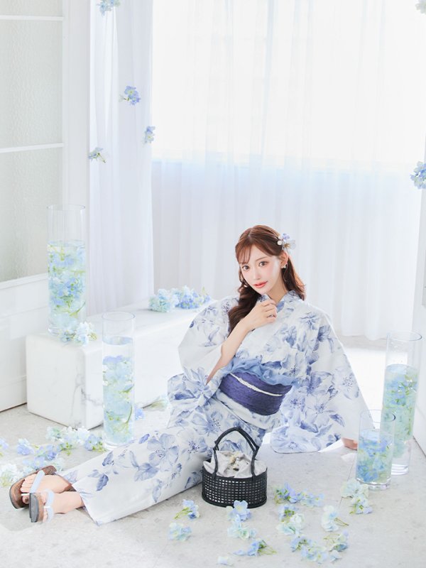 画像27: 【即日発送】モダンフラワー大人エレガント浴衣【浴衣３点セット 浴衣/帯/下駄】[OF04]