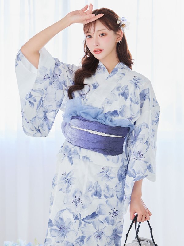 画像29: 【即日発送】モダンフラワー大人エレガント浴衣【浴衣３点セット 浴衣/帯/下駄】[OF04]