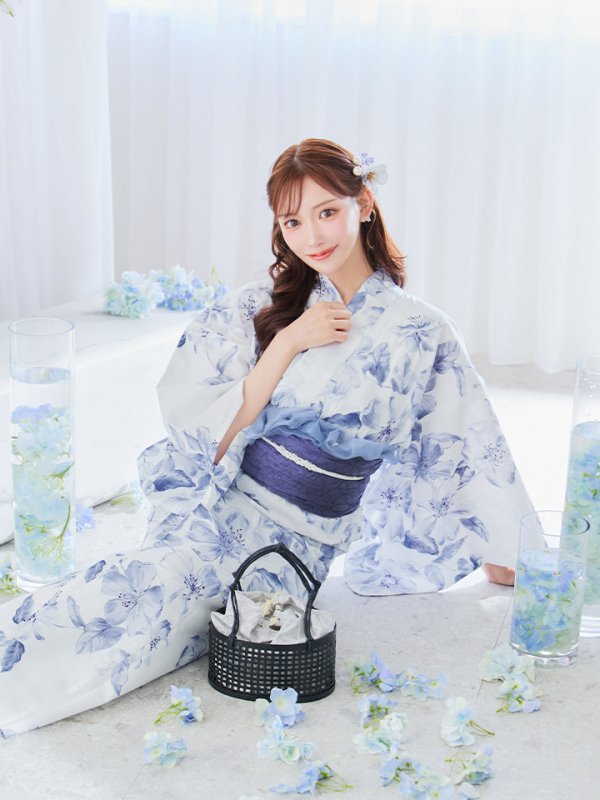 画像26: 【即日発送】モダンフラワー大人エレガント浴衣【浴衣３点セット 浴衣/帯/下駄】[OF04]