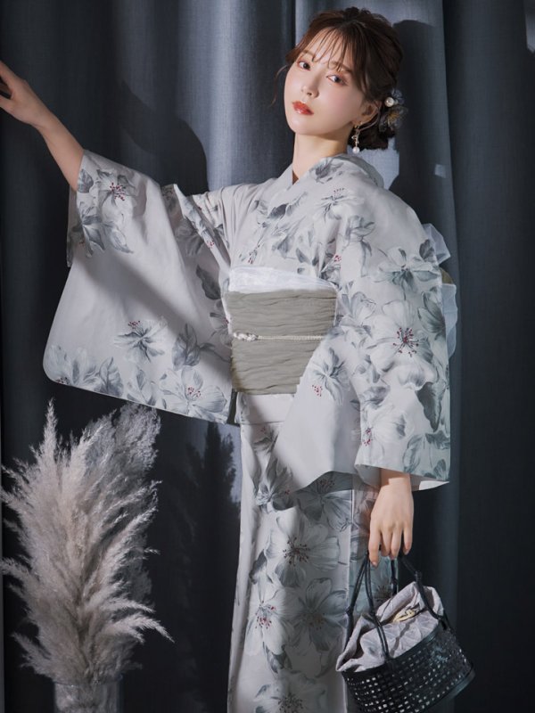 画像3: 【即日発送】クラシカルフラワー大人モード浴衣【浴衣３点セット 浴衣/帯/下駄】[YMT]