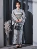 画像5: クラシカルフラワー大人モード浴衣【浴衣３点セット 浴衣/帯/下駄】OBI-siwa-204-wk-3-LGY / HIMO-900-yn-3-GYxGD / HEKO-800-sb-5-W / YA-1016-kj-GY / GETA-01-kj-3-IV/ [YMT]