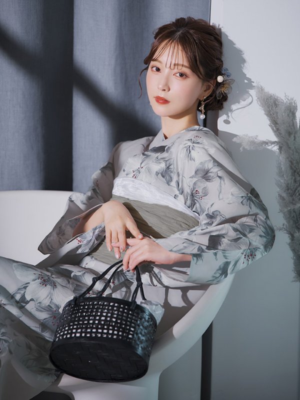 画像8: 【即日発送】クラシカルフラワー大人モード浴衣【浴衣３点セット 浴衣/帯/下駄】[YMT]