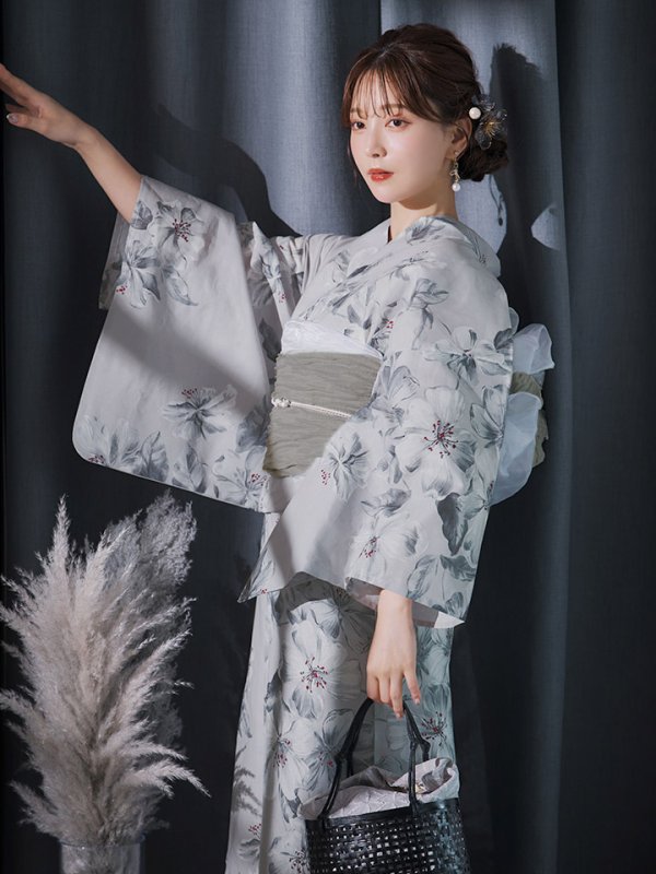 画像9: 【即日発送】クラシカルフラワー大人モード浴衣【浴衣３点セット 浴衣/帯/下駄】[YMT]