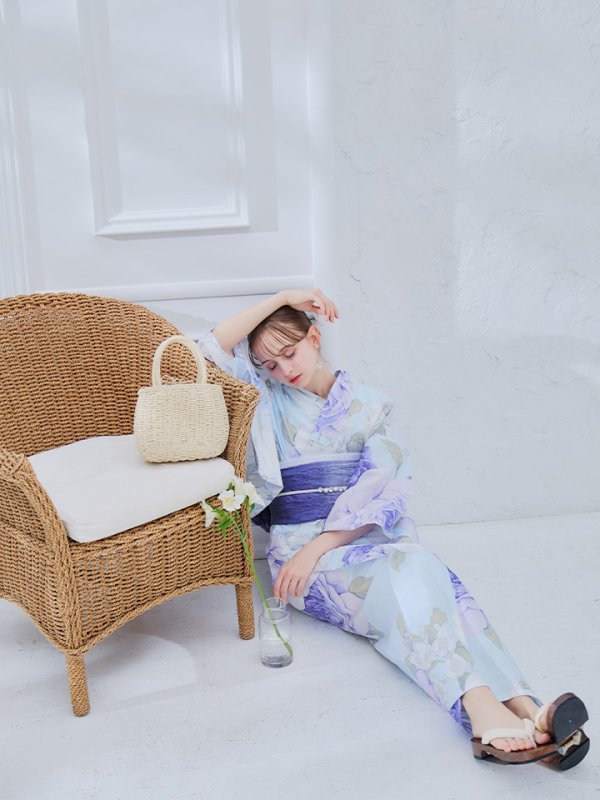 画像35: 【即日発送】アンティークブルーローズ浴衣【浴衣３点セット 浴衣/帯/下駄】[YMT]