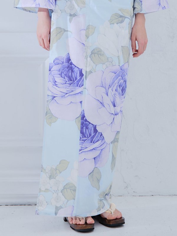 画像17: 【即日発送】アンティークブルーローズ浴衣【浴衣３点セット 浴衣/帯/下駄】[YMT]