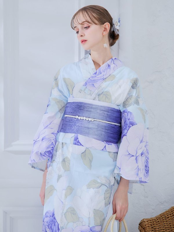 画像36: 【即日発送】アンティークブルーローズ浴衣【浴衣３点セット 浴衣/帯/下駄】[YMT]