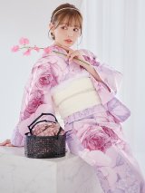 アンティーク薔薇浴衣 OBI-siwa-200-kj-13-OW / HIMO-900-yn-5-IV / HEKO-800-sb-5-W / YA-1079-kj-8-W / GETA-01-kj-7-P / [YMT]