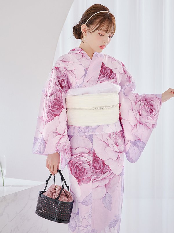画像2: アンティーク薔薇浴衣 OBI-siwa-200-kj-13-OW / HIMO-900-yn-5-IV / HEKO-800-sb-5-W / YA-1079-kj-8-W / GETA-01-kj-7-P / [YMT]