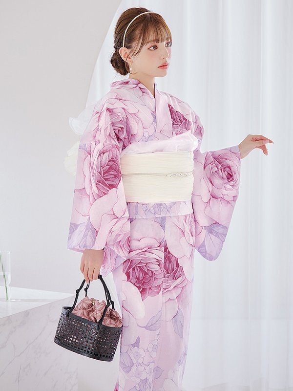 画像3: 【即日発送】アンティーク薔薇浴衣【浴衣３点セット 浴衣/帯/下駄】[YMT]