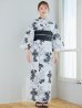 画像4: 【予約 /5月中旬発送予定】ホワイトブラック桜柄浴衣 OBI-siwa-204-wk-1-B / HIMO-900-yn-1-B / YA-73-kn-GY / GETA-01-kj-1-B/ [o/OF01]