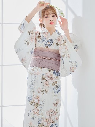 フローラルピンクブルー浴衣