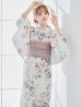 画像1: 【予約 / 5月下旬発送予定】フローラルピンクブルー浴衣 OBI-siwa-204-wk-14-DusP / HIMO-900-yn-8-P / HEKO-800-sb-11-MOC / YA-1077-wk-P / GETA-02-ok-8-RoseP/ [y/OF01] (1)