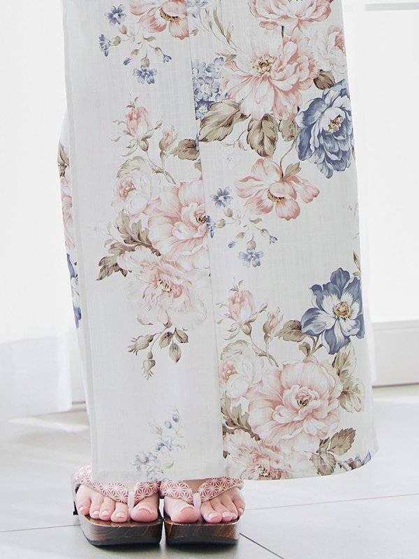 画像23: 【即日発送】フローラルピンクブルー浴衣【浴衣３点セット 浴衣/帯/下駄】[YMT]