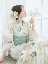 【予約 / 5月下旬発送予定】フラワーくすみカラー浴衣 OBI-siwa-202-ok-9-MI / HIMO-900-yn-3-GYxGD / HEKO-800-sb-5-W / YA-1082-kj-MI / GETA-02-ok-4-MOC / [y/OF01]