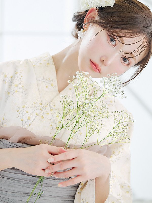 画像10: 【即日発送】草花模様浴衣【浴衣３点セット 浴衣/帯/下駄】[YMT]