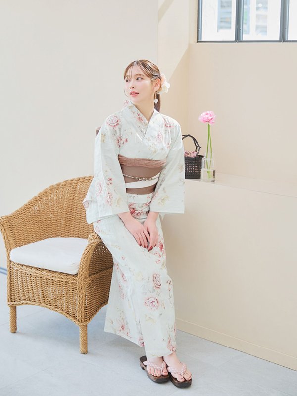 画像12: 【即日発送】赤黄色フラワー浴衣【浴衣３点セット 浴衣/帯/下駄】[YMT]