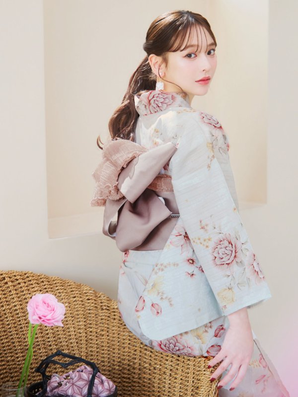 画像3: 【即日発送】赤黄色フラワー浴衣【浴衣３点セット 浴衣/帯/下駄】[YMT]