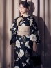 画像7: 【予約 / 5月下旬発送予定】ピオニーブラック花柄浴衣 OBI-siwa-202-ok-2-PBE / HIMO-900-yn-1-B / HEKO-800-sb-11-MOC / YA-1066-kj-IV / GETA-02-ok-4-MOC/ [yo/OF01]