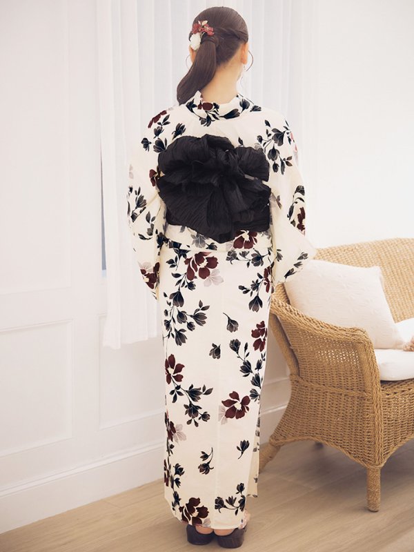 画像15: 【即日発送】水彩和モダン花柄浴衣 【浴衣3点セット 浴衣/帯/下駄】 [YMT/o]