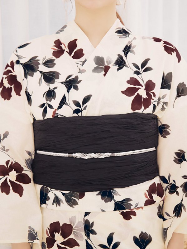 画像16: 【即日発送】水彩和モダン花柄浴衣 【浴衣3点セット 浴衣/帯/下駄】 [YMT/o]