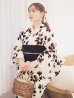 画像3: 【予約 / 5月下旬発送予定】水彩和モダン花柄浴衣 OBI-siwa-204-wk-1-B / HIMO-900-yn-4-GYxGY / YA-1026-kn-R / GETA-02-ok-8-RoseP/ [yo/OF01]