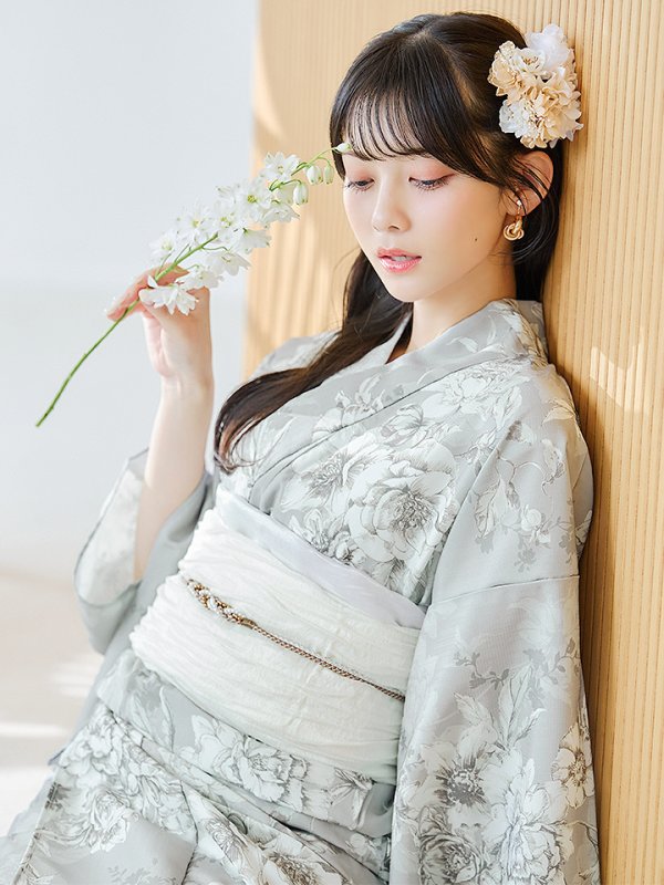 画像13: 【即日発送】クラシカルグレイッシュフラワー浴衣【浴衣３点セット 浴衣/帯/下駄】[YMT]